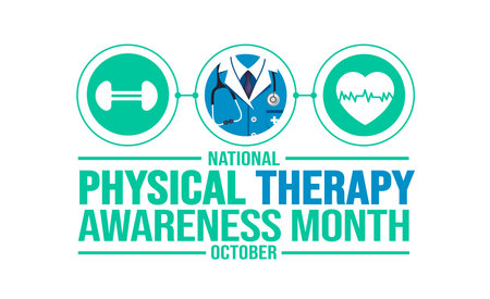October is National Physical Therapy Month background template. Holiday concept. background, banner, placard, card, and poster design template with text inscription and standardのイラスト素材