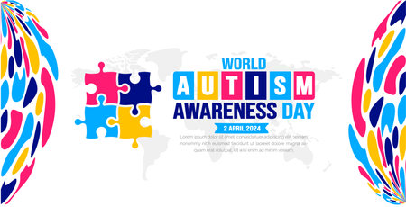 World autism awareness day background template celebrated in 2 April. use to background, banner, card, greeting card, poster, book cover, placard, photo frame, social media postのイラスト素材