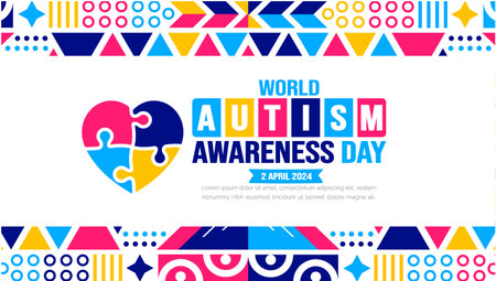 World autism awareness day background template celebrated in 2 April. use to background, banner, card, greeting card, poster, book cover, placard, photo frame, social media postのイラスト素材