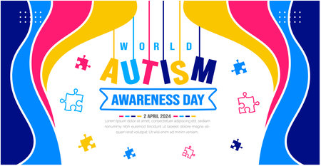 World autism awareness day background template celebrated in 2 April. use to background, banner, card, greeting card, poster, book cover, placard, photo frame, social media postのイラスト素材
