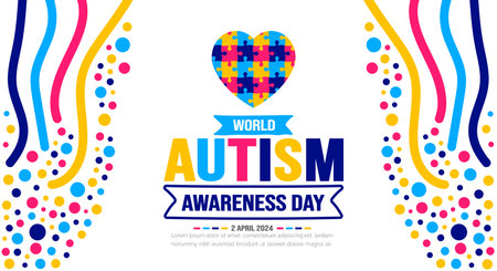 World autism awareness day background template use to banner, card, greeting card, poster, book cover, placard, photo frame, social media post banner template.のイラスト素材