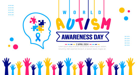 World autism awareness day background template use to banner, card, greeting card, poster, book cover, placard, photo frame, social media post banner template.のイラスト素材