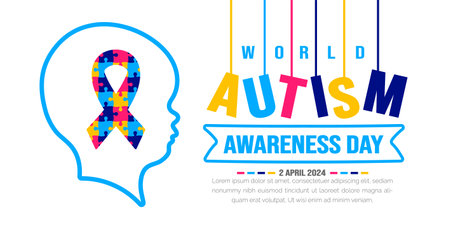 World autism awareness day background template use to banner, card, greeting card, poster, book cover, placard, photo frame, social media post banner template.のイラスト素材