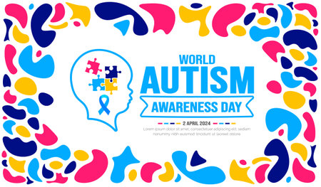 World autism awareness day background template use to banner, card, greeting card, poster, book cover, placard, photo frame, social media post banner template.のイラスト素材