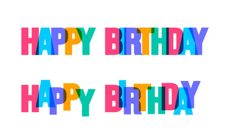 Happy Birthday colorful lettering text font typography vector banner design template. colorful message and colorful big letters.のイラスト素材