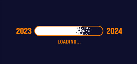 2024 loading bar Progress digital technology colorful background. happy new year 2024 loading bar. Start goal plan and strategy.  2023 to 2024 loading business web banner.のイラスト素材