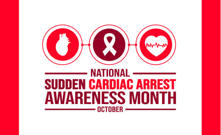 October is National Sudden Cardiac Arrest Awareness Month background template. Holiday concept. background, banner, placard, card, and poster design template with text inscription.のイラスト素材