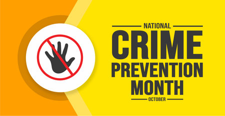 October is National Crime Prevention Month background template. Holiday concept. background, banner, placard, card, and poster design template with text inscriptionのイラスト素材