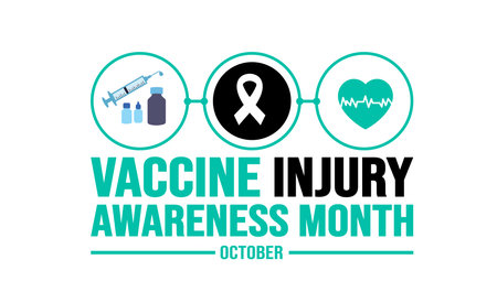 October is Vaccine Injury Awareness Month background template. Holiday concept. background, banner, placard, card, and poster design template with text inscription.のイラスト素材