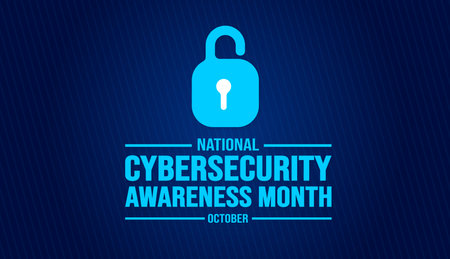 October is National Cybersecurity Awareness Month background template. Holiday concept. background, banner, placard, card, and poster design template with text inscription.のイラスト素材
