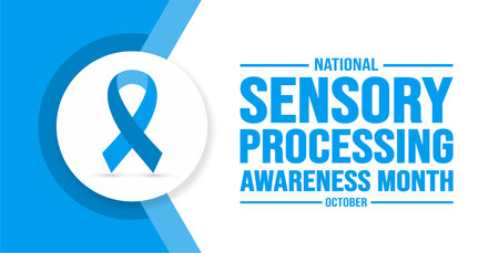 October is National Sensory Processing Awareness Month background template. Holiday concept. background, banner, placard, card, and poster design template with text inscription.のイラスト素材