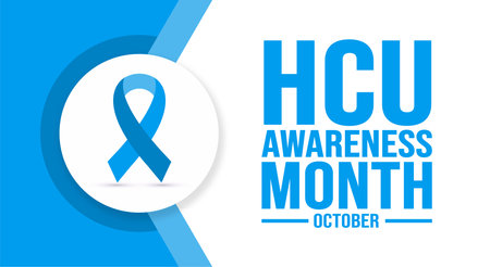 October is HCU Awareness Month background template. Holiday concept. background, banner, placard, card, and poster design template with text inscription and standard color.のイラスト素材