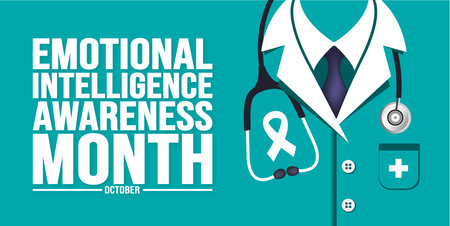 October is Emotional Intelligence Awareness Month background template. Holiday concept. background, banner, placard, card, and poster design template.のイラスト素材