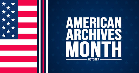 October is American Archives Month background template. Holiday concept. background, banner, placard, card, and poster design template with text inscription and standard color.のイラスト素材