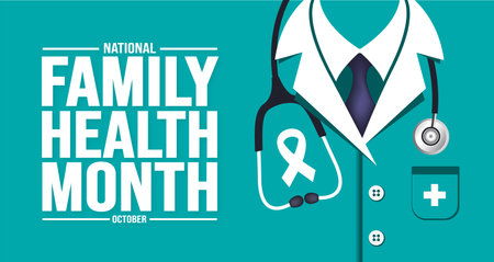 October is National Family Health Month background template. Holiday concept. background, banner, placard, card, and poster design template with text inscription and standard colorのイラスト素材