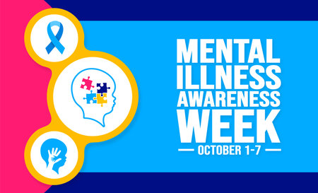 October is Mental Illness Awareness Week background template. Holiday concept. background, banner, placard, card, and poster design template with text inscription.のイラスト素材