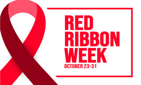 October is Red Ribbon Week background template. Holiday concept. background, banner, placard, card, and poster design template with text inscription and standard color. vector.のイラスト素材