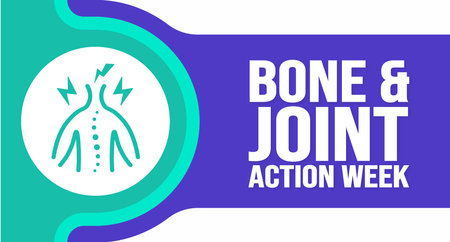 October is Bone and Joint Action Week background template. Holiday concept. background, banner, placard, card, and poster design template with text inscription and standard color.のイラスト素材