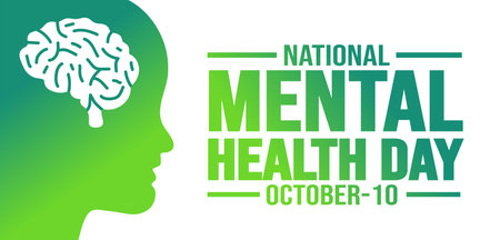 October is World Mental Health Day background template. Holiday concept. background, banner, placard, card, and poster design template with text inscription and standard color.のイラスト素材
