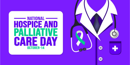 October is World Hospice and Palliative Care Day background template. Holiday concept. background, banner, placard, card, and poster design template with text inscription.のイラスト素材