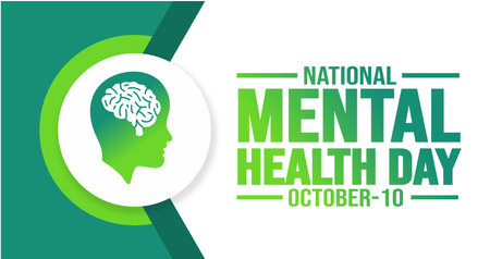 October is World Mental Health Day background template. Holiday concept. background, banner, placard, card, and poster design template with text inscription and standard color.のイラスト素材