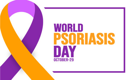 October is World Psoriasis Day background template. Holiday concept. background, banner, placard, card, and poster design template with text inscription and standard color. vectorのイラスト素材