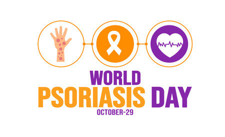 October is World Psoriasis Day background template. Holiday concept. background, banner, placard, card, and poster design template with text inscription and standard color. vectorのイラスト素材