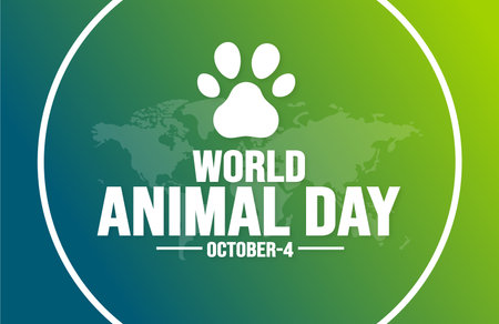 October 4 is world animal day background template. Holiday concept. background, banner, placard, card, and poster design template with text inscription and standard color. vectorのイラスト素材