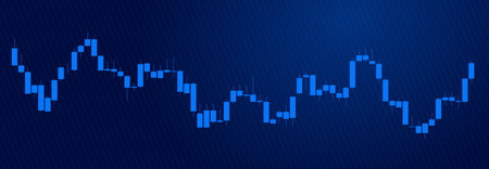 Trading of stock Chart blue technology Background template. trade Chart of forex, cryptocurrency, stock market and Binary option with Candles and indicators.のイラスト素材
