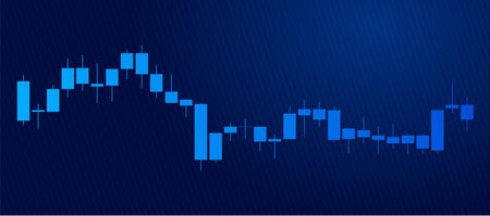 Trading of stock Chart blue technology Background template. trade Chart of forex, cryptocurrency, stock market and Binary option with Candles and indicators.のイラスト素材