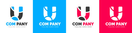 corporate modern business creative Minimal company Letter U logo icon vector design template set.のイラスト素材