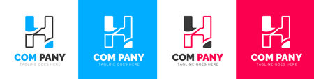 corporate modern business creative Minimal company Letter H logo icon vector design template set.のイラスト素材
