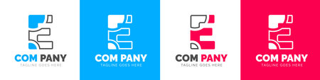 corporate modern business creative Minimal company Letter E logo icon vector design template set.のイラスト素材