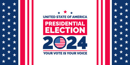 Presidential election 2024 background design template with USA flag. Vote in USA flag banner design....