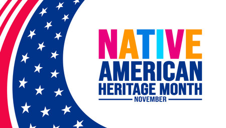 November is Native american heritage month colorful background template with USA flag. American Indian culture Celebrate annual in United States. use to banner, placard, card, postのイラスト素材