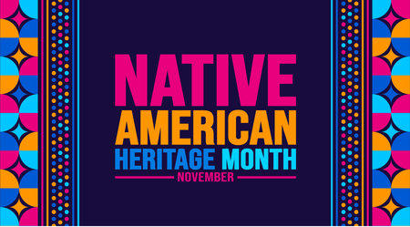 November is Native american heritage month background template. American Indian culture Celebrate annual in United States. use to banner, placard, card, poster design template.のイラスト素材