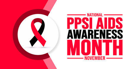 November is National PPSI AIDS Awareness Month background template. Holiday concept. background, banner, placard, card, and poster design template with text inscription.のイラスト素材