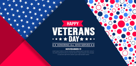 happy Veterans Day background design template with american flag. Honoring all who served. background, banner, placard, card, and poster design template. Vector illustration.のイラスト素材