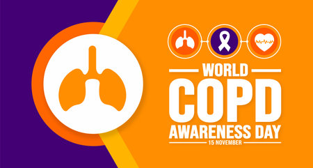 November is COPD Awareness Day background template. Holiday concept. background, banner, placard, card, and poster design template with text inscription and standard color. vectorのイラスト素材