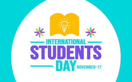 November is International Student Day background template. Holiday concept. background, banner, placard, card, and poster design template with text inscription and standard color.のイラスト素材