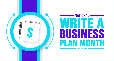 December is National Write a Business Plan Month background template. Holiday concept. background, banner, placard, card, and poster design template with text inscription.のイラスト素材