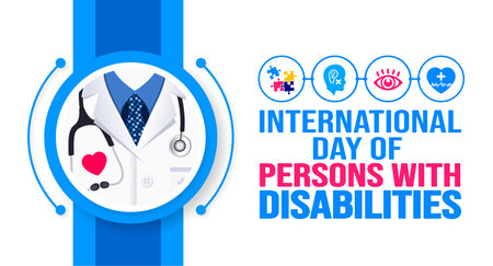 December is International Day of Persons with Disabilities background template. Holiday concept. background, banner, placard, card, and poster design template.のイラスト素材