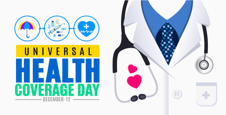 November is Universal Health Coverage day background template. Holiday concept. background, banner, placard, card, and poster design template with text inscription.のイラスト素材