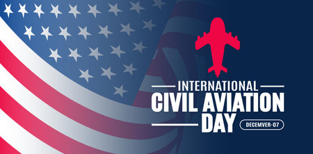 November is International Civil Aviation Day background template. Holiday concept. background, banner, placard, card, and poster design template with text inscription.のイラスト素材