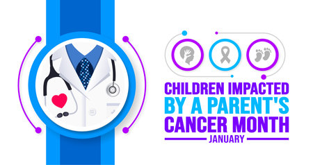 January is Children Impacted by a Parent's Cancer Month background template. Holiday concept. background, banner, placard, card, and poster design template with text inscription.のイラスト素材