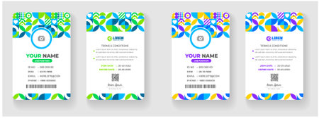 Corporate Modern abstract colorful  company personal security badge Office employee identity card or office id card design template set.のイラスト素材