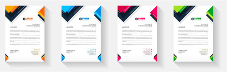 Simple And Clean Elegant Flat corporate  business Abstract style letterhead design template set with red, green, blue and yellow color.のイラスト素材