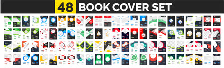 big mega Set of 48 collection corporate business book cover design template. double sided business Company book cover design bundle with unique shape. book cover big bundle designのイラスト素材