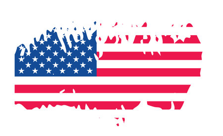 United States of America flag with watercolor paint brush strokes texture or grunge texture design. Grunge US Flag brush stroke effect. USA flag brush paint use to 4 of Julyのイラスト素材