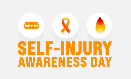 March is Self-Injury Awareness Day background template. Holiday concept. use to background, banner, placard, card, and poster design template with text inscription and standardのイラスト素材